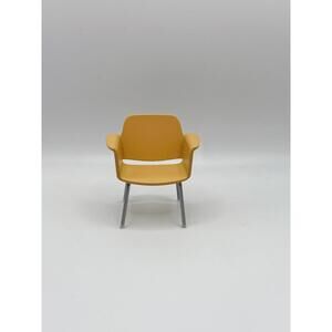 1:24 Miniature Mid Century Modern Armchair Mustard Yellow Metal Legs